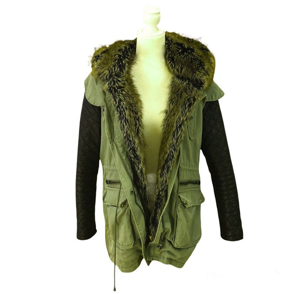 Green Black Camo Parka Winter Jacket
